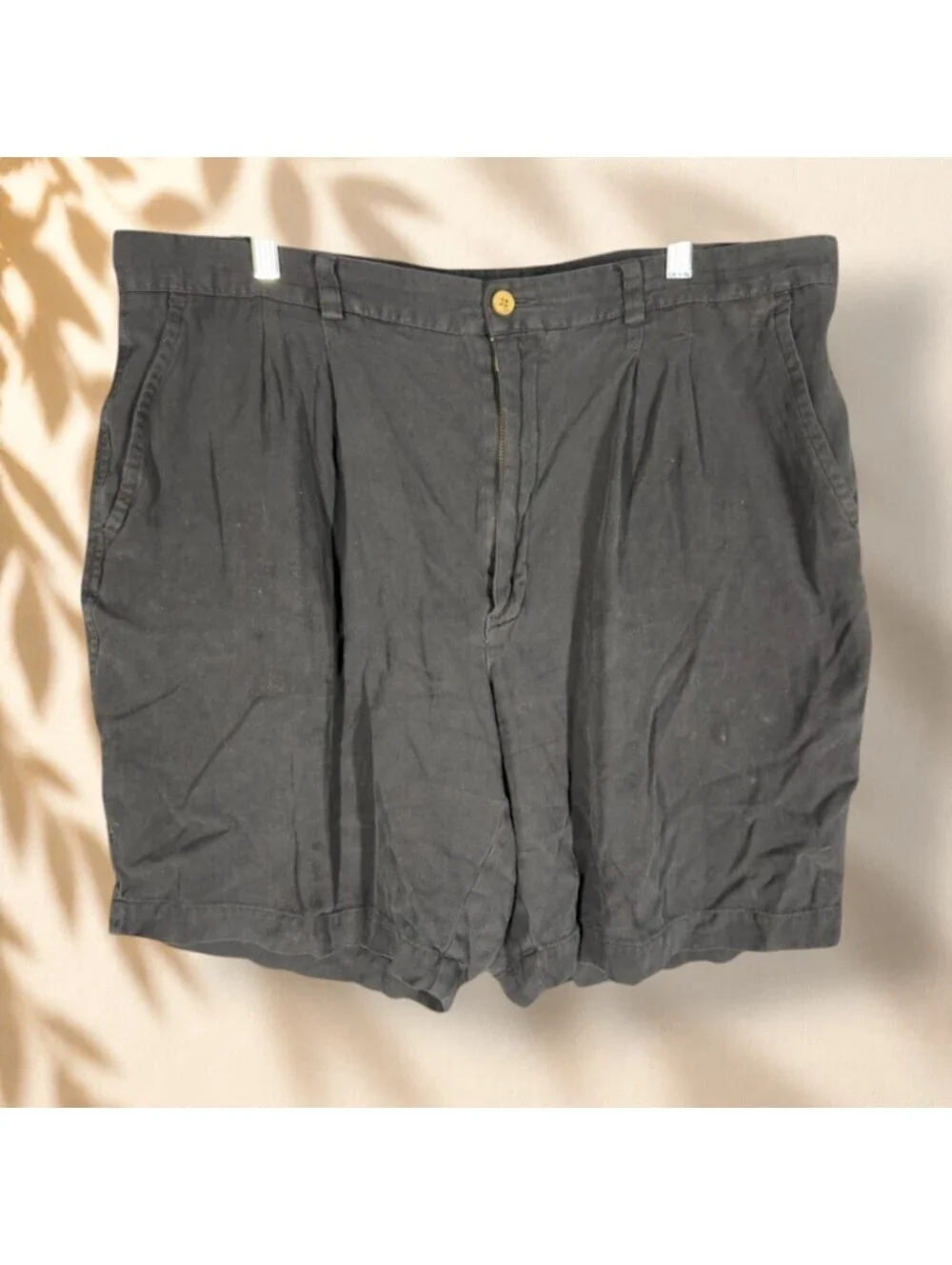 Caribbean Shorts Men 38 Black Mid Rise Silk Chino Pockets Stretch Regular Fit